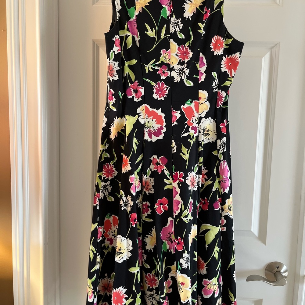 Floral Sleeveless Dress - Black and Multicolor